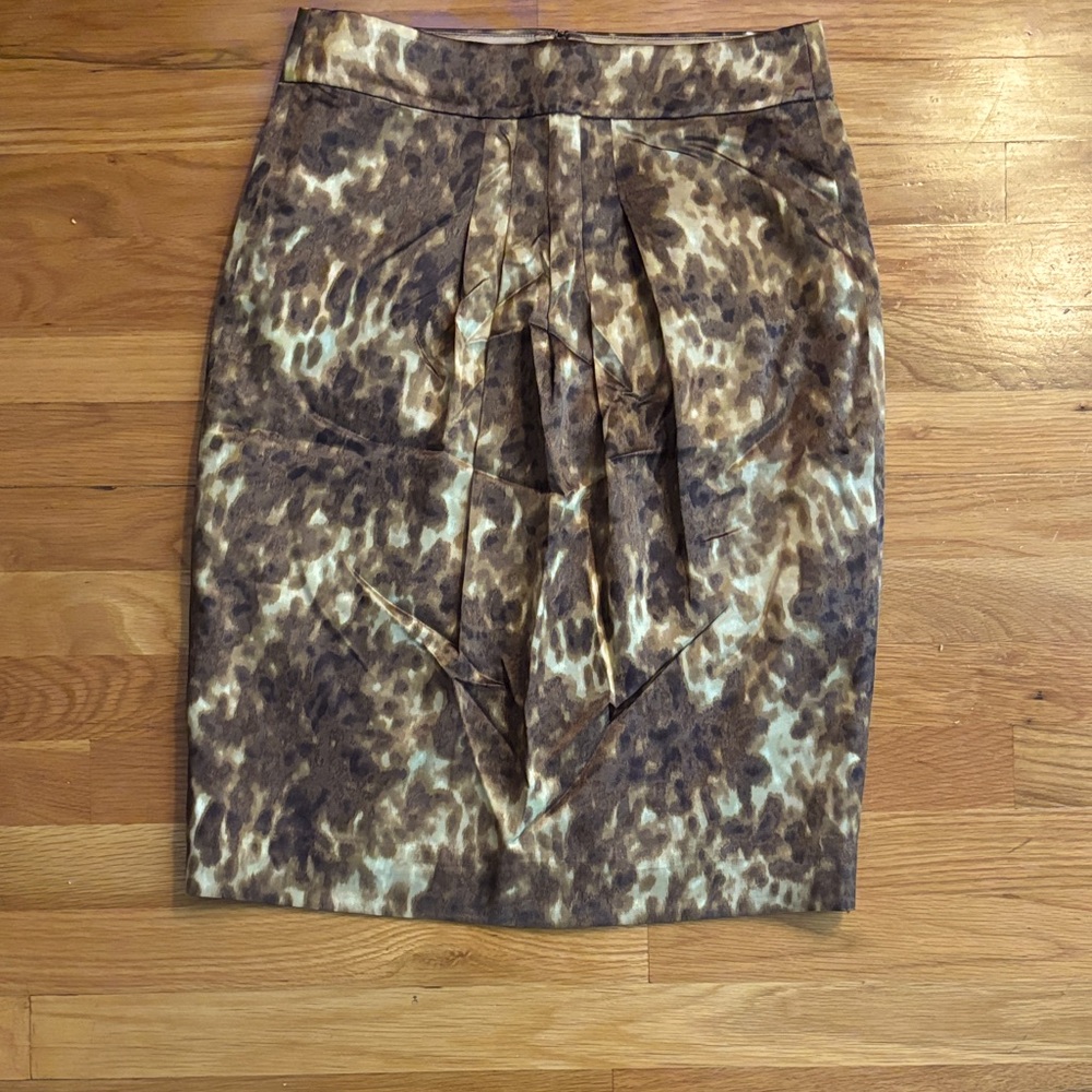 J.Crew Watercolor Leopard/Animal Print Silk Pencil Skirt, Size 2, NWT